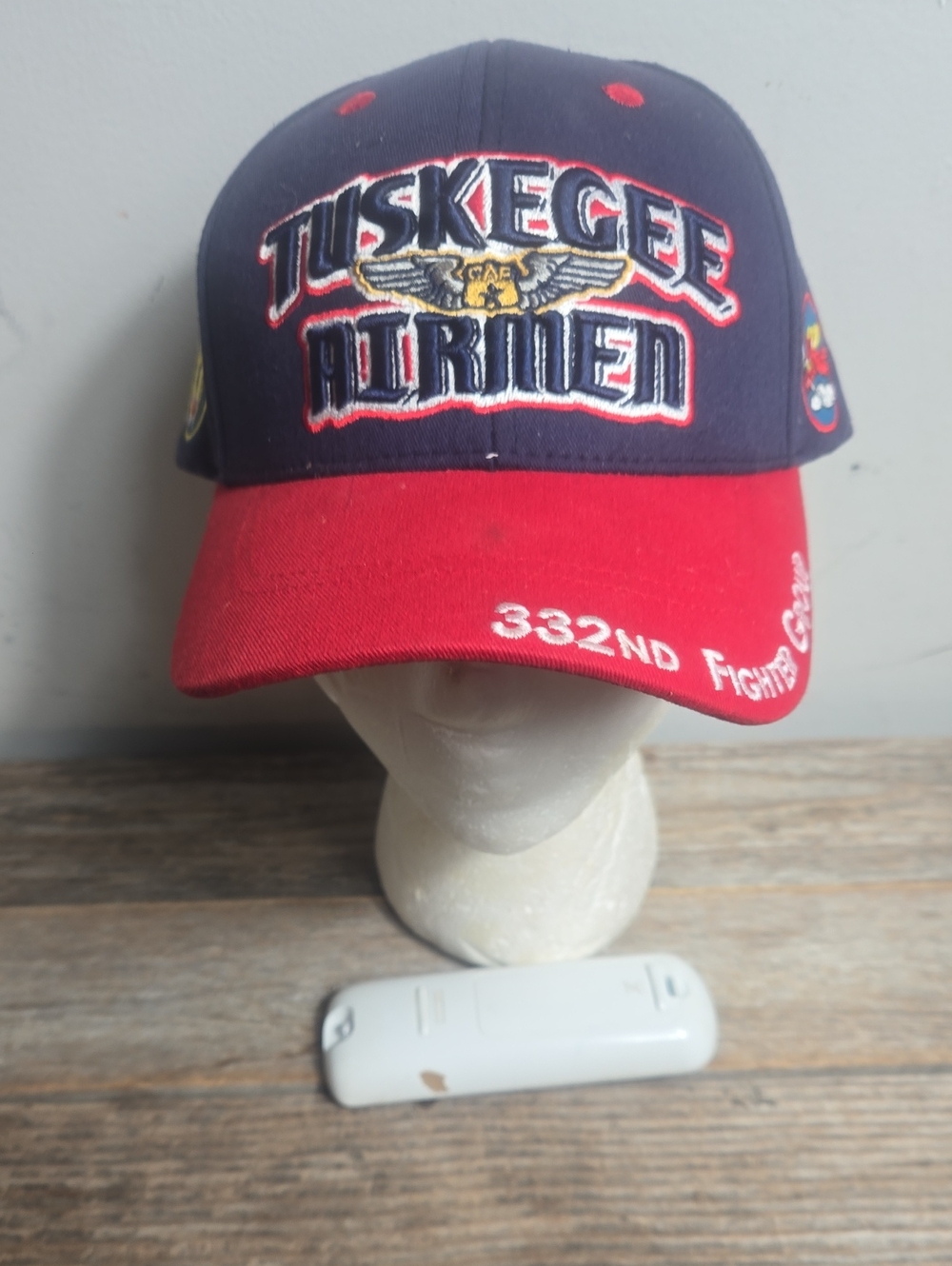 Tuskkegee Airmen 332nd Fighter Embroidered Baseball Cap - Navy & Red